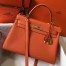 Hermes Kelly 32cm Retourne Bag In Orange Clemence Leather