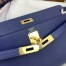 Hermes Kelly Elan Handmade Bag In Blue Saphir Chevre Mysore Leather
