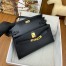 Hermes Kelly Elan Handmade Bag In Black Chevre Mysore Leather 