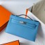 Hermes Kelly Pochette Handmade Bag In Blue du Nord Epsom Calfskin 