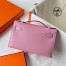 Hermes Kelly Pochette Handmade Bag In Mauve Sylvestre Epsom Calfskin 