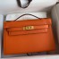 Hermes Kelly Pochette Handmade Bag In Orange Epsom Calfskin