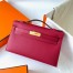 Hermes Kelly Pochette Handmade Bag In Rouge Grenat Epsom Calfskin 