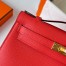 Hermes Kelly Pochette Handmade Bag In Rouge Piment Epsom Calfskin 