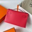 Hermes Kelly Pochette Handmade Bag In Rose Japour Epsom Calfskin 