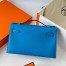 Hermes Kelly Pochette Handmade Bag In Blue Frida Swift Calfskin 