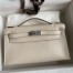 Hermes Kelly Pochette Handmade Bag In Craie Swift Calfskin