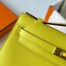 Hermes Kelly Pochette Handmade Bag In Lime Swift Calfskin 