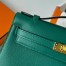 Hermes Kelly Pochette Handmade Bag In Malachite Swift Calfskin 