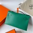 Hermes Kelly Pochette Handmade Bag In Vert Vertigo Swift Calfskin