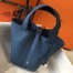 Hermes Picotin Lock 18 Bag In Blue Agate Clemence Leather