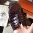 Hermes Izmir Sandals In Bordeaux Shiny Niloticus Crocodile