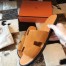 Hermes Izmir Sandals In Orange Suede Leather