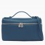 Loro Piana Extra Pocket Pouch L19 in Blue Grained Leather