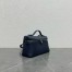 Loro Piana Extra Pocket Pouch L19 in Dark Blue Grained Leather