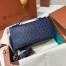 Loro Piana Extra Pocket Pouch L19 in Blue Ostrich-embossed Leather