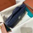 Loro Piana Extra Pocket Pouch L19 in Blue Ostrich-embossed Leather