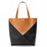 Loewe Large Puzzle Fold Tote Bag in Tan and Black Calfskin