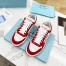 Prada Downtown Sneakers in White and Red Calfskin