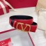 Valentino VLogo Reversible Belt 30mm in Black and Red Calfskin