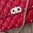Valentino Rockstud Spike Chain Clutch In Red Lambskin