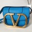 Valentino Small Supervee Crossbody Bag In Neon Blue Leather