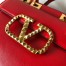 Valentino Rockstud Alcove Medium Top Handle Bag In Red Calfskin