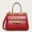 Valentino Rockstud Alcove Medium Top Handle Bag In Red Calfskin