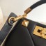 Valentino Small Roman Stud Top Handle Bag In Black Nappa