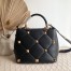 Valentino Roman Stud Top Handle Bag In Black Nappa