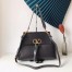 Valentino Small Vring Handbag In Black Buffalo Leather 