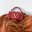 Valentino Loco Small Shoulder Bag In Red Calfskin