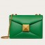 Valentino One Stud Chain Bag In Green Nappa Leather