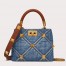 Valentino Roman Stud Small Top Handle Bag In Denim