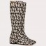 Valentino VLogo Type Knee Boots in Black Toile Iconographe fabric