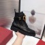 Valentino Vlogo Combat Boot 35MM In Black Calfskin