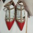 Valentino Cage Rockstud Ballet Flats In Red Calfskin