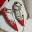 Valentino Cage Rockstud Ballet Flats In Red Calfskin