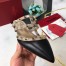 Valentino Rockstud Flat Mules In Black Nappa Leather