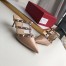 Valentino Rockstud Mules 50mm In Nude Patent Leather