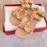 Valentino Roman Stud Flat Sandals In Beige Calfskin