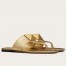 Valentino One Stud Flat Thong Sandals In Gold Metallic Leather