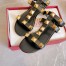 Valentino Roman Stud Flat Sandals In Black Calfskin