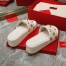 Valentino Roman Stud Flatform Slides In White Nappa Leather