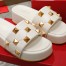 Valentino Roman Stud Flatform Slides In White Nappa Leather