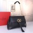 Valentino Medium VRing Chain Bag In Black Grainy Calfskin