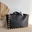 Valentino Roman Stud Tote Bag In Black Grainy Calfskin