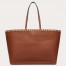 Valentino Rockstud Large Shopping Bag In Brown Leather 