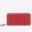 Valentino Rockstud Spike Zip Wallet In Red Lambskin