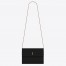 Saint Laurent Victoire Chain Bag In Black Crinkled Leather